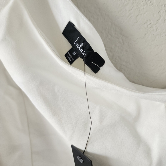 Lulus Stay Gorgeous White One Shoulder Puff Sleeve Mini Dress Elegant Formal M - Picture 10 of 12